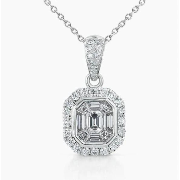 Sparkling Bezel Set Lab Grown Diamonds Pendant Necklace 2.25 Carats White Gold