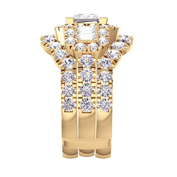 Princess Cut Diamond Insert Engagement Ring Enhancer Gold 4 Ct