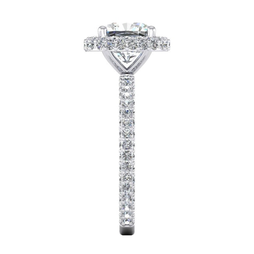 3 Ct. Cushion & Round Diamonds Halo Engagement Ring New