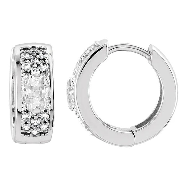  Sparkling Diamond Huggies Earrings 5.50 Ct Oval Old Miner 