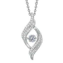 Sparkling Diamond Necklace Pendant Prong Set 1.50 Carat White Gold 14K