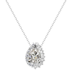 Sparkling Mined Natural Real Diamond ( Not Lab Grown ) Pendant 2.50 Ct Gold Necklace Pear Old Cut