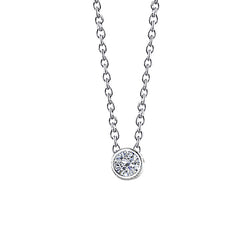 Sparkling Diamond Pendant Necklace 0.50 Carats Bezel Set WG 14K New