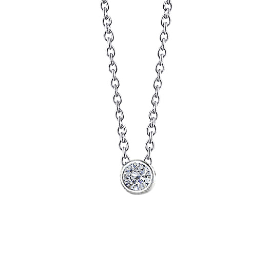 Sparkling Diamond Pendant Necklace 0.50 Carats Bezel Set WG 14K New