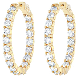 Sparkling Diamonds Hoop Earrings 4.68 Carats Out In Gold Yellow 14K