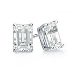 Sparkling Emerald Cut 1.50 Carats Diamond Stud Earring White Gold 14K