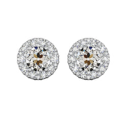 Sparkling Halo Stud Earrings 6 Ct Old Miner Diamond Gold