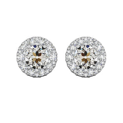 Sparkling Halo Stud Earrings 6 Ct Old Miner Natural Diamond Gold