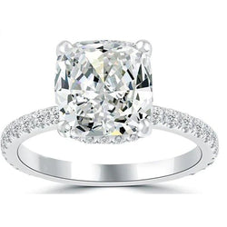 Sparkling Hidden Halo Cushion Diamond Engagement Ring White Gold