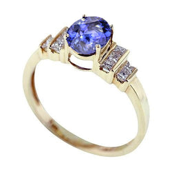 Sparkling Oval Tanzanite Diamonds 3 Carat Engagement Ring Jewelry