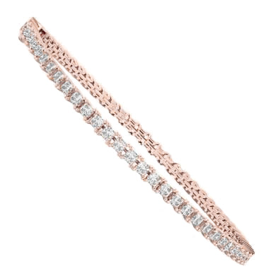 Sparkling Princess Cut 5.60 Ct Lab Grown Diamonds Tennis Bracelet Rose Gold