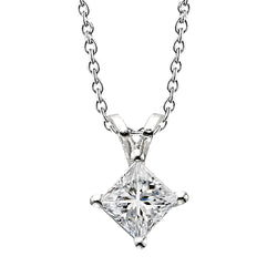 Sparkling Princess Cut Diamond Pendant Necklace 2.50 Ct White Gold 14K