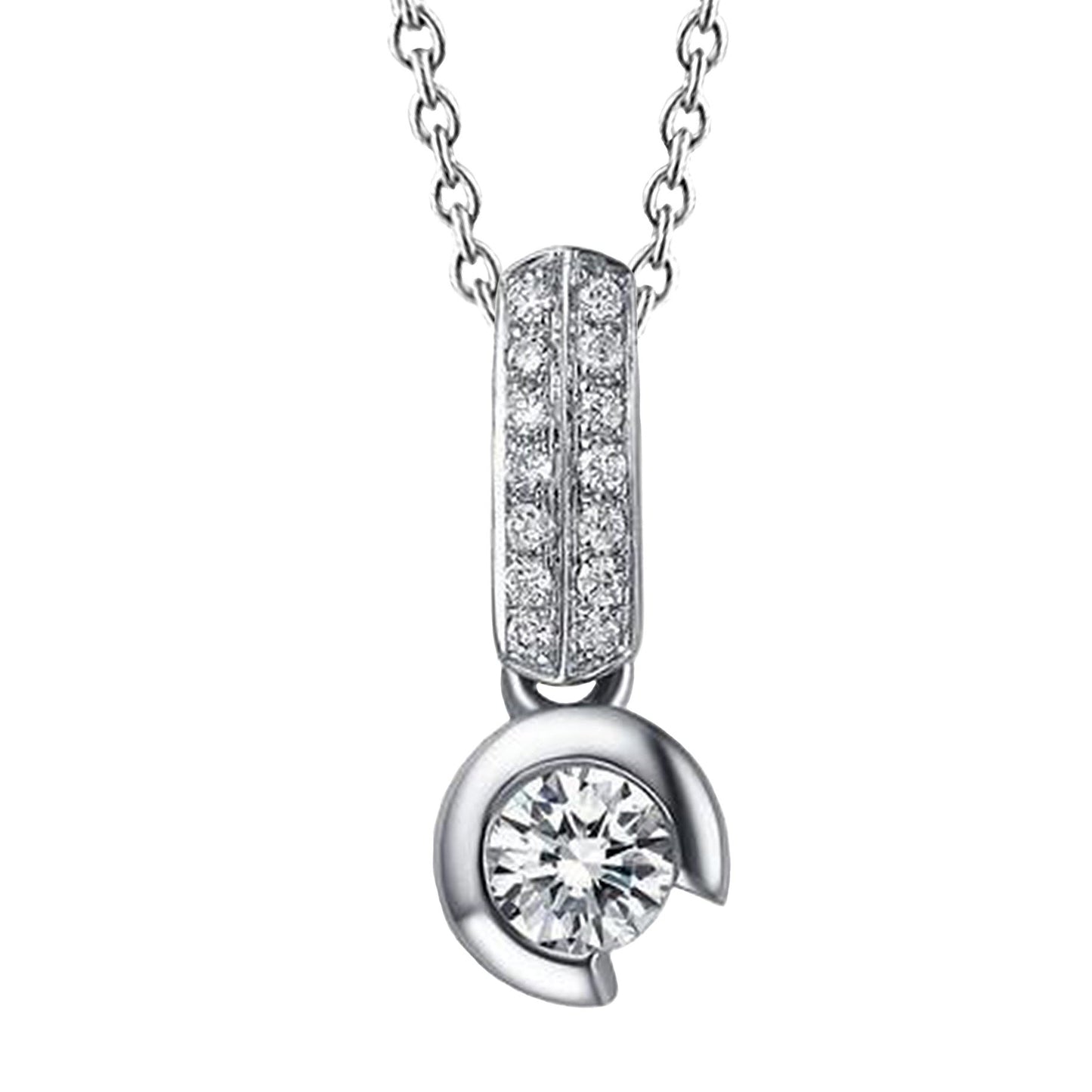 Sparkling Round Cut 1.70 Ct Natural Earth Mined Diamonds Necklace Pendant White Gold 14K