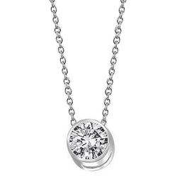 Sparkling Round Cut Diamond Necklace Pendant 1 Carat White Gold 14K