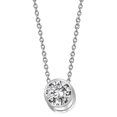 Sparkling Round Cut Lab Grown Diamond Necklace Pendant 1 Carat White Gold 14K