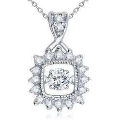 Sparkling Round Cut Diamond Pendant Necklace 3.0 Carat White Gold 14K
