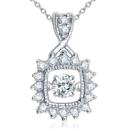Sparkling Round Cut Lab Grown Diamond Pendant Necklace 3.0 Carat White Gold 14K