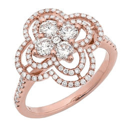 Real  Sparkling Round Diamond Women Engagement Ring 1.07 Carat Rose Gold 18K