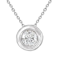 Sparkling Solitaire Round Diamond Pendant Bezel Set White Gold 1.5 Ct