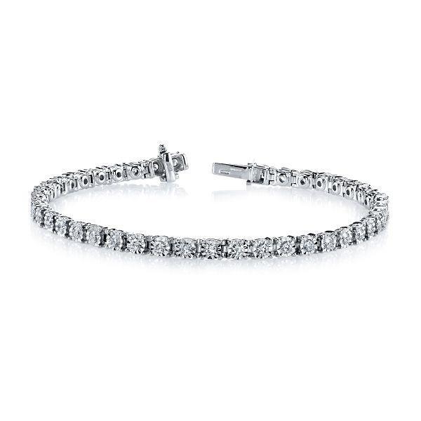 Sparkling 6 Carats Round Lab Grown Diamonds Tennis Bracelet Gold White 14K