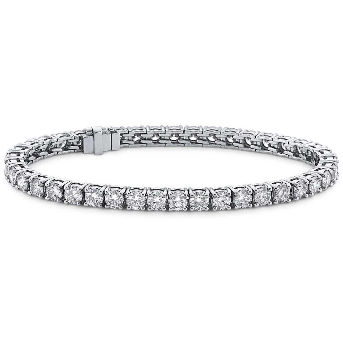 Sparkling 8.40 Ct Round Cut Lab Grown Diamond Tennis Bracelet White Gold 10K