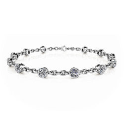 Sparkling 9 Carats Round Lab Grown Diamonds Tennis Bracelet White Gold 14K