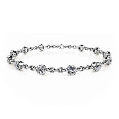 Sparkling 9 Carats Round Lab Grown Diamonds Tennis Bracelet White Gold 10K