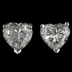 Sparkling Heart Cut Solitaire Lab Grown Diamond Stud Earrings White Gold 14K