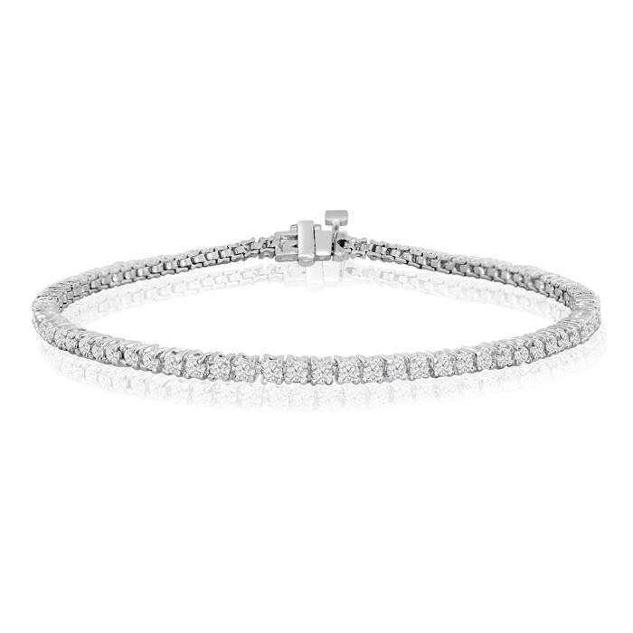 Sparkling Lab Grown Diamond Tennis Bracelet Prong Set 4 Carat White Gold