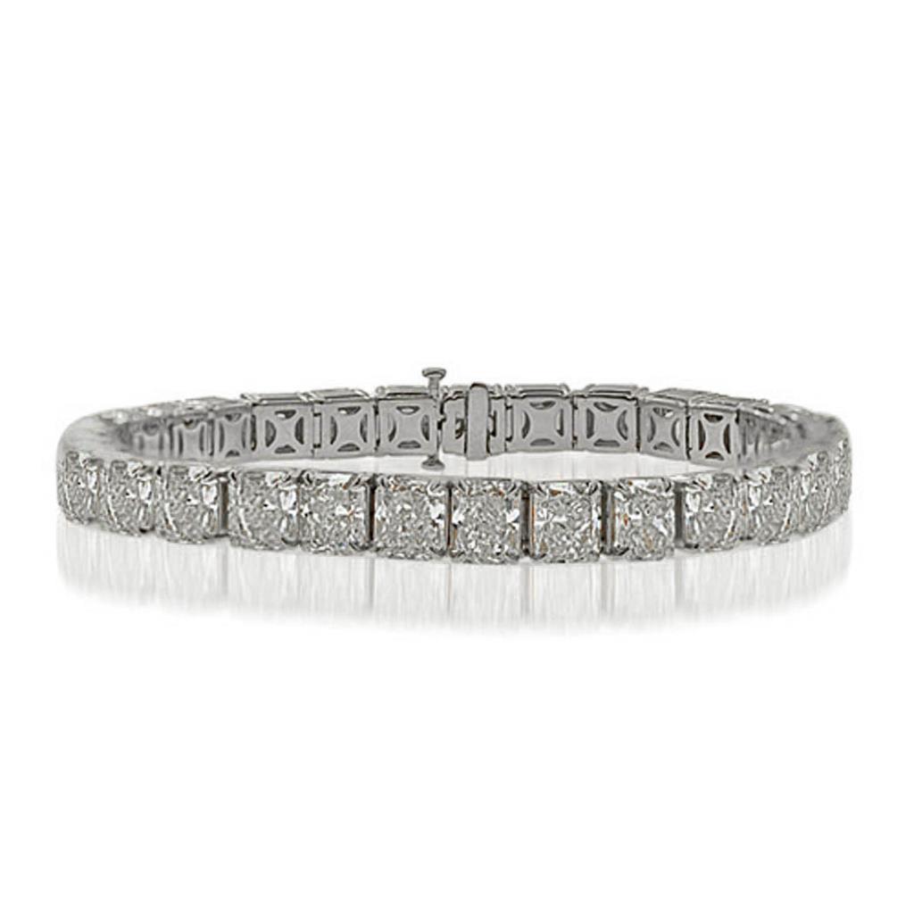 Sparkling Radiant Cut 50 Carats Lab Grown Diamond Tennis Bracelet White Gold