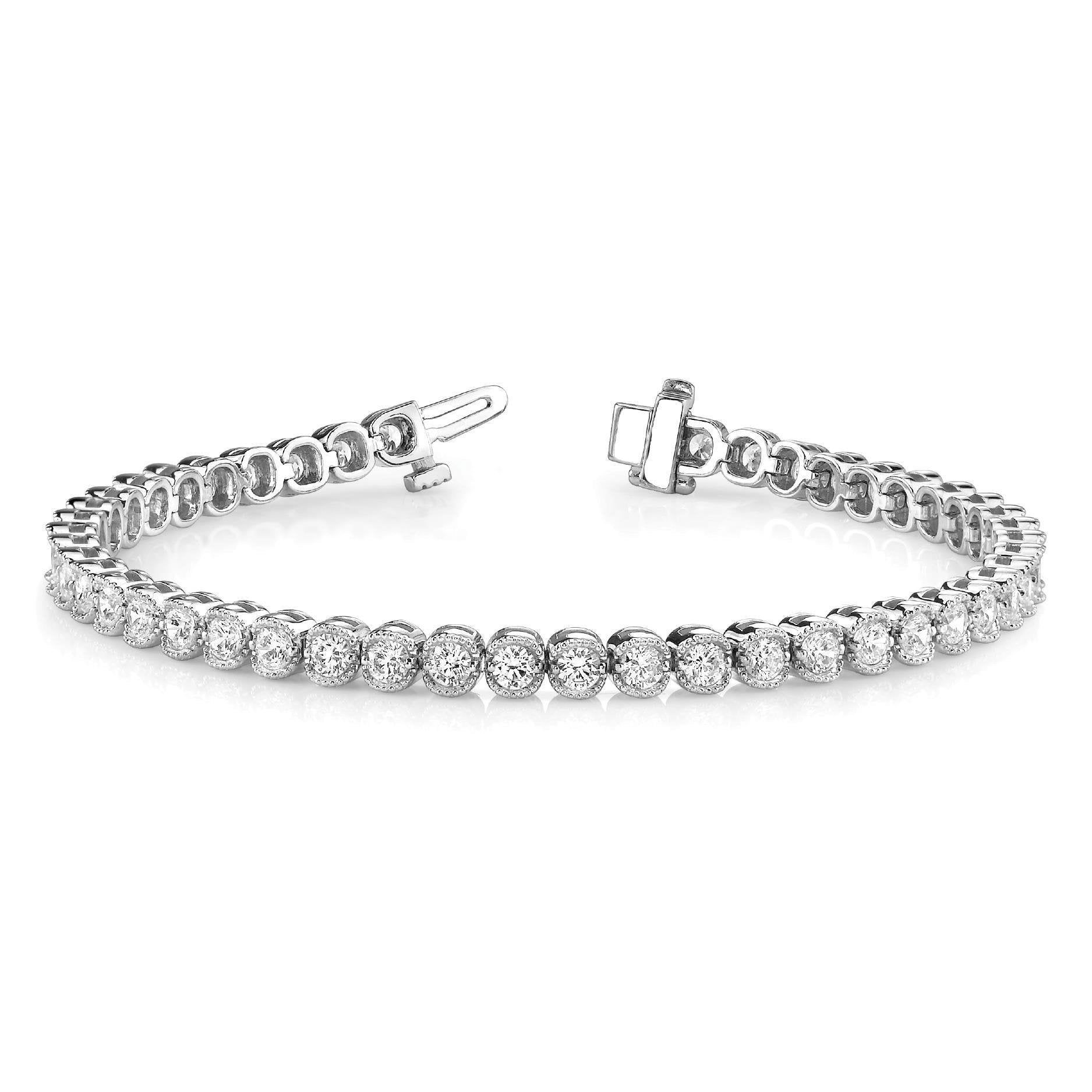 Sparkling Round Cut 6.45 Carats Lab Grown Diamonds Bracelet White Gold 10K