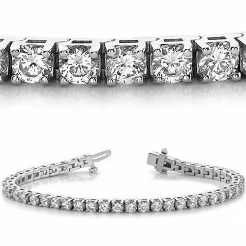 Sparkling Round Cut Lab Grown Diamond Tennis Bracelet 6.90 Carat White Gold