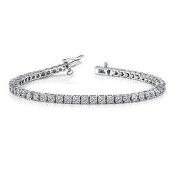 Sparkling Round Cut Lab Grown Diamonds Tennis Bracelet White Gold 5 Carats