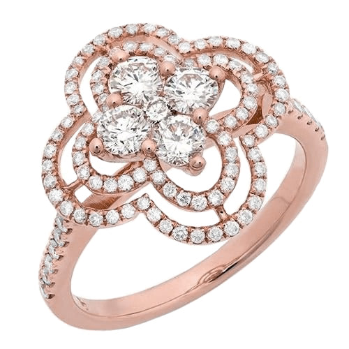 Sparkling Round Natural Earth Mined Diamond Women Engagement Ring 1.07 Carat Rose Gold 14K