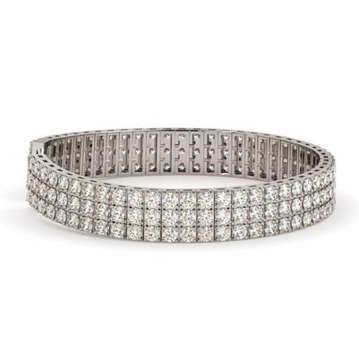 Sparkling Triple Row 12.50 Ct Lab Grown Diamonds Tennis Bracelet White Gold