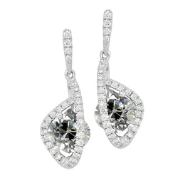 Special Cut Diamond Halo Drop Earrings 9 Carats Ladies Gold Jewelry