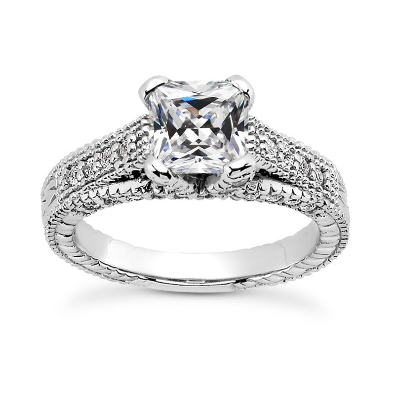 Antique Style sparklinganniversary  Square Cut Old Miner Diamond Ring Vintage Style