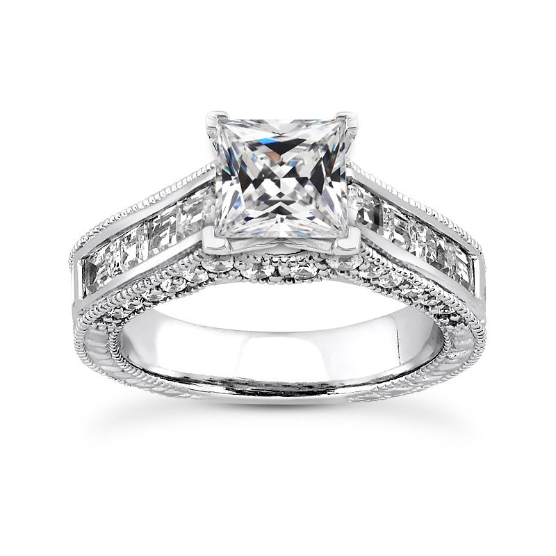 Square Cut Old Miner Diamond Ring Channel Set