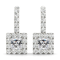 Square Old Cut Diamond Drop Earrings 8.50 Carats 14K Gold