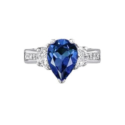 Sri Lanka Blue Sapphire 3.28 Carat Ring White Gold 14K Jewelry