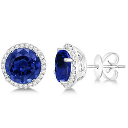Sri Lanka Blue Sapphire And Diamonds 5.50 Ct Women Earring