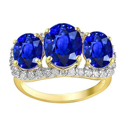 Sri Lanka Blue Sapphire Round Diamonds 6 Ct Ring Jewelry