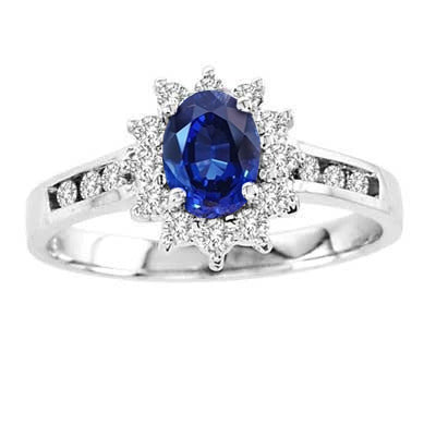 Lady’s  Style  Sri Lanka Sapphire And Diamonds Round Cut Ring  White Gold