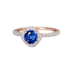Sri Lanka Sapphire Natural Earth Mined Diamonds 3.25 Carats Ring Rose Gold