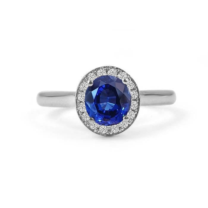 fancy Engagement Sri Lanka Sapphire Oval And Round Diamond Ring Gold