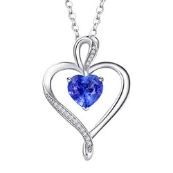 Sri Lankan Sapphire & Round Diamond Love Pendant 1.50 Carats