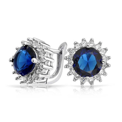 Next level womans Sri Lanka Sapphire With Diamond Stud Earring   Round Cut Gemstone Earring