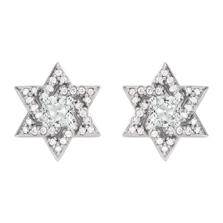 Star Stud Earrings 5.25 Ct Cushion Old Cut Diamond 