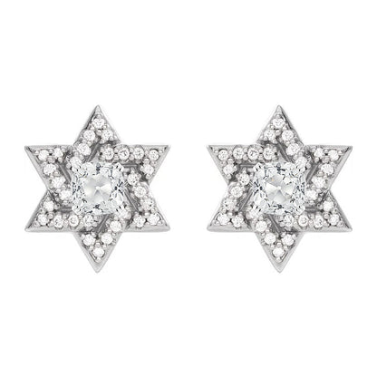 Star Stud Earrings 5.25 Ct Cushion Old Cut Diamond 