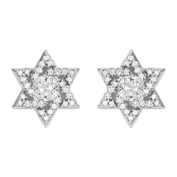 Star Stud Earrings 5.25 Ct Cushion Old Cut Diamond 